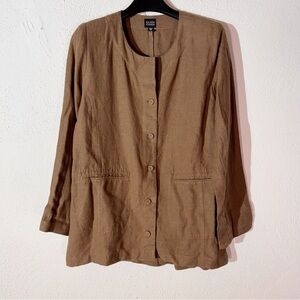 Eileen fisher // brown linen button front jacket size medium AP1